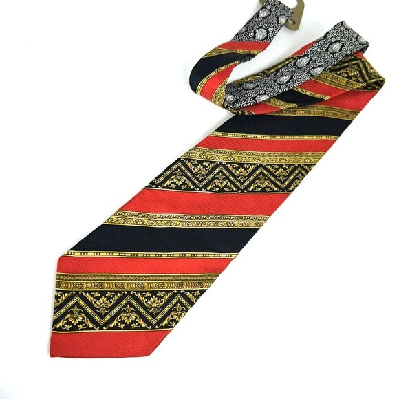 Mens Vintage Versus Gianni Versace GV Classic‎ 100% All Silk Gold Retro Neck Tie - Picture 1 of 5